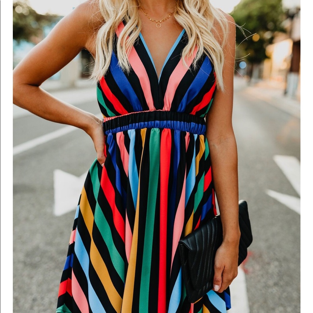 NWT VICI Colorful Striped Summer Dress